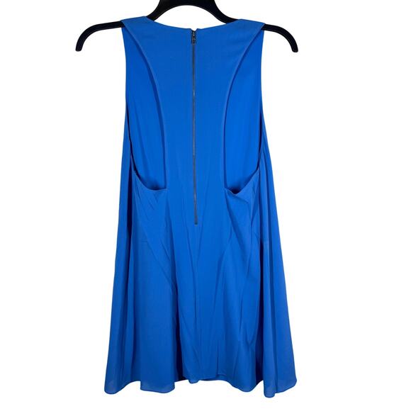 Alice + Olivia Fletcher Silk Blue Low Racerback Tunic Dress Women's Large Soft - Picture 4 of 9
